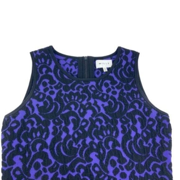 Milly Bodycon Sheath Dress in Purple and Black Brocade Jaquard - Picture 2 of 6